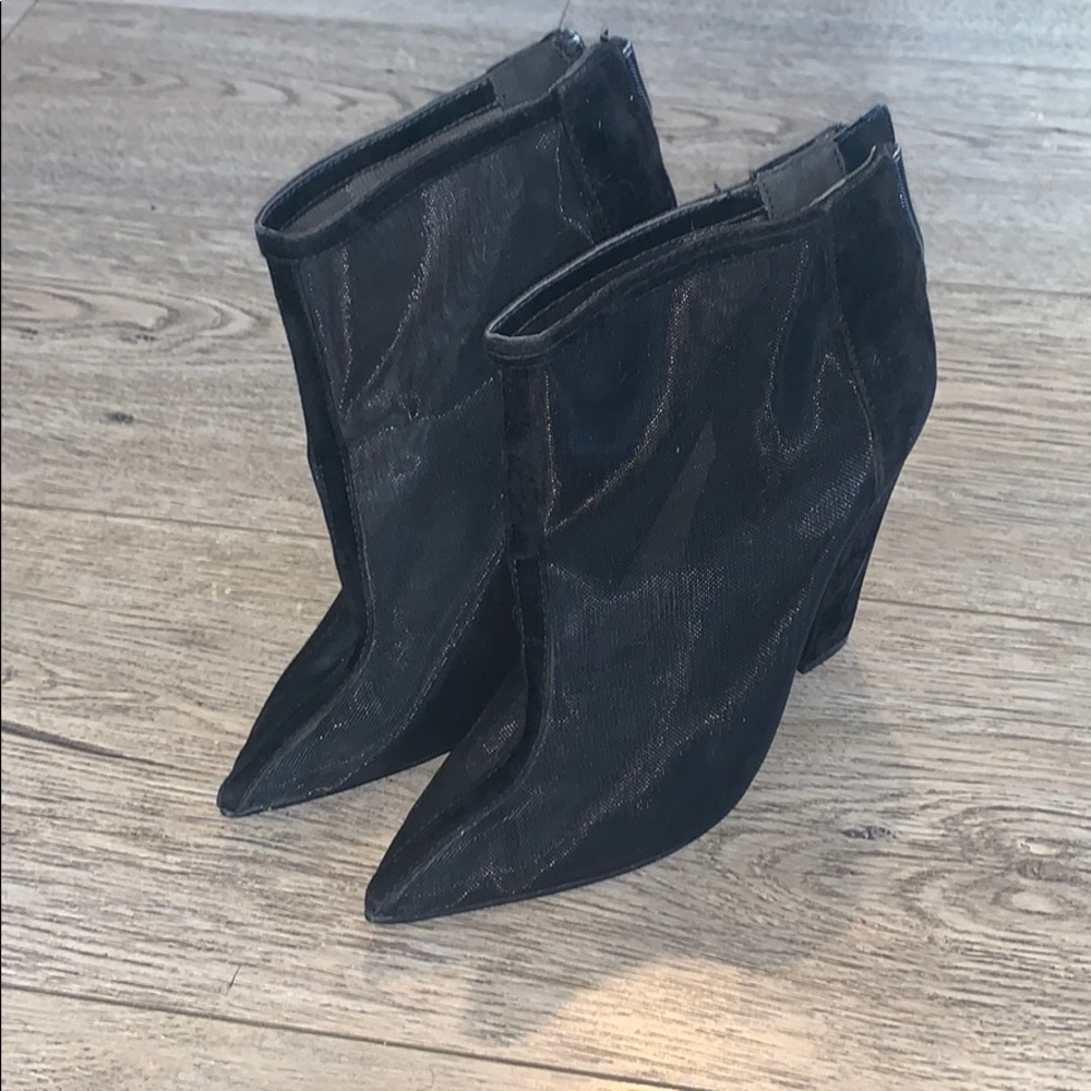 Black netted booties